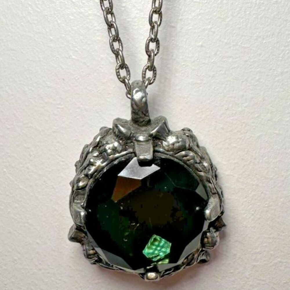 Vintage Pendant Necklace Gothic Cut Glass Witchy Renfaire Fairy